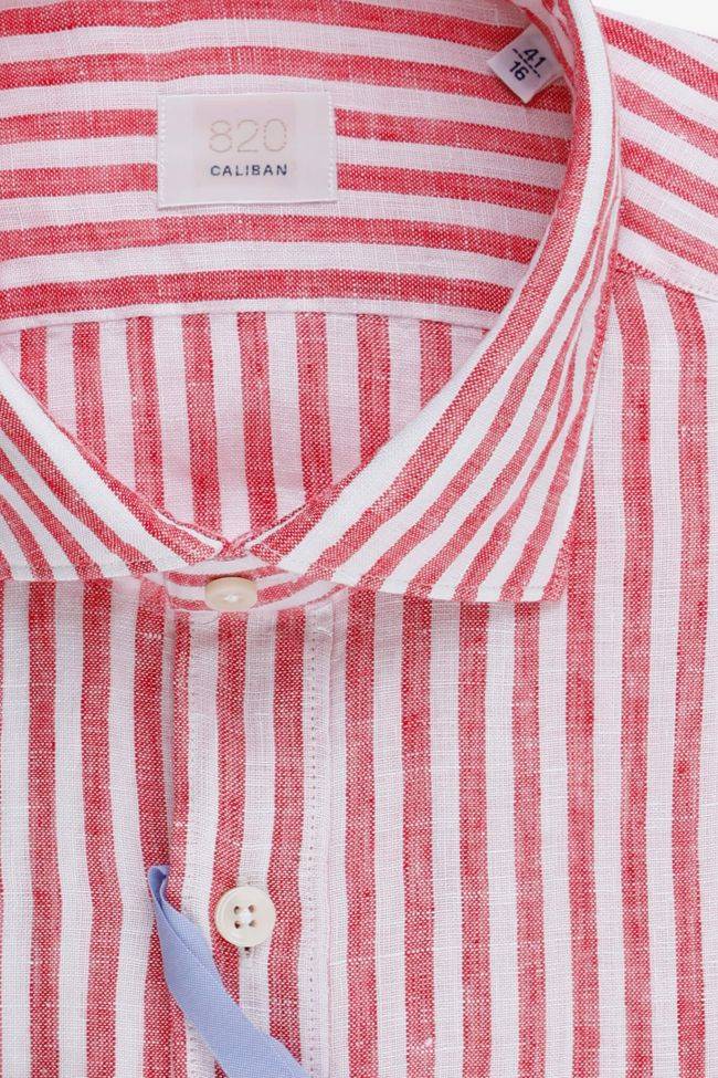 Caliban Hemd Herren Caliban Regular Streifen 100% Leinen Kragen Französisch Lange Ärmel