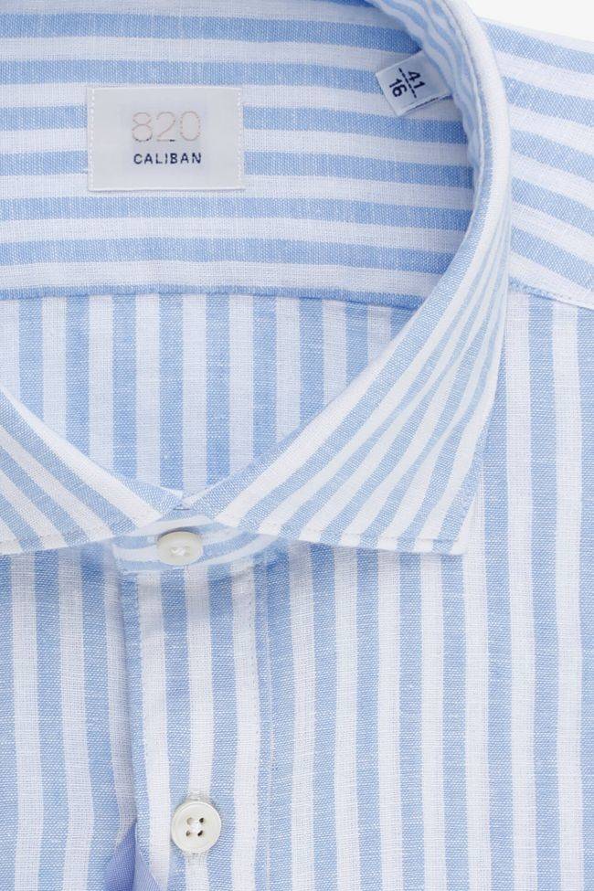 Caliban Hemd Herren Caliban Regular Streifen 55% Linen 45% Cotton Kragen Französisch Lange Ärmel