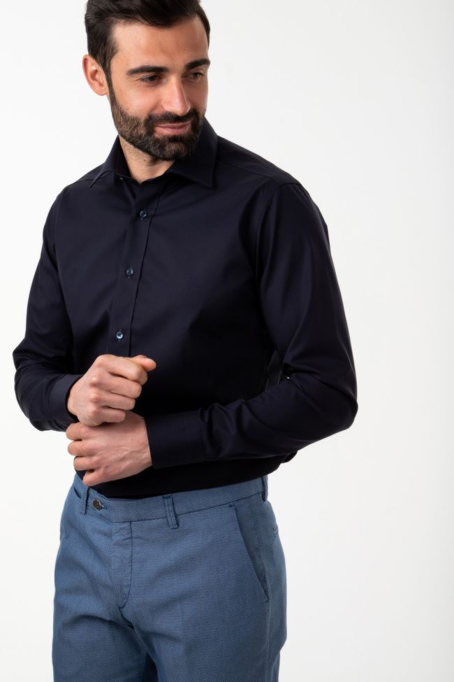 Caliban Hemd Herren Caliban Slim Bügelfreie Einfarbig 97% Baumwolle 3% Dow XLA Kragen Italienisch Lange Ärmel