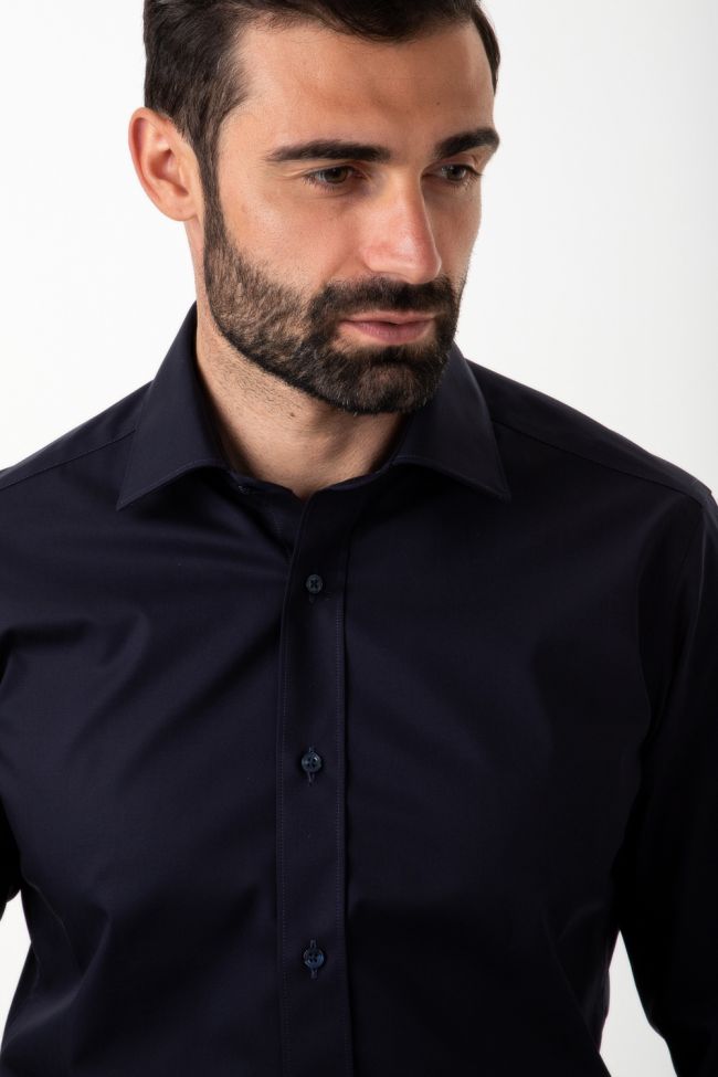 Caliban Hemd Herren Caliban Slim Bügelfreie Einfarbig 97% Baumwolle 3% Dow XLA Kragen Italienisch Lange Ärmel