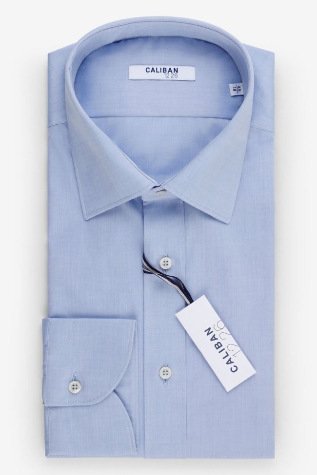 caliban Hemd Herren Caliban Slim Bügelfreie Einfarbig 97% Baumwolle 3% Dow XLA kragen Italienisch Lange Ärmel