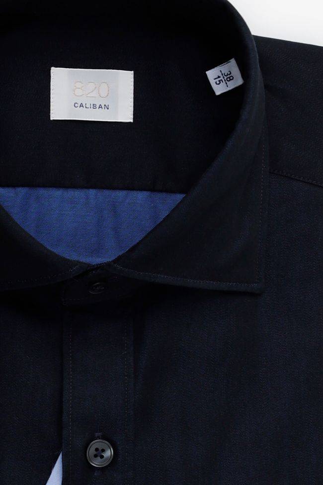 Caliban Hemd Herren Caliban Slim Einfarbig 100% Baumwolle Kragen Französisch Lange Ärmel