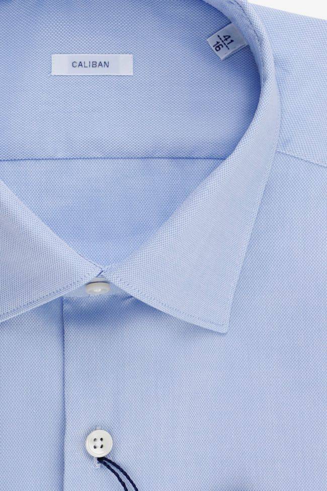 Caliban Hemd Herren Caliban Slim Einfarbig 100% Baumwolle Kragen Italienisch Lange Ärmel