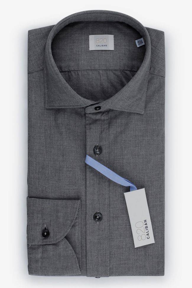 caliban Hemd Herren Caliban Slim Einfarbig 100% Baumwolle kragen Französisch Lange Ärmel