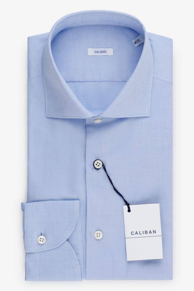 caliban Hemd Herren Caliban Slim Einfarbig 100% Baumwolle kragen Französisch Lange Ärmel