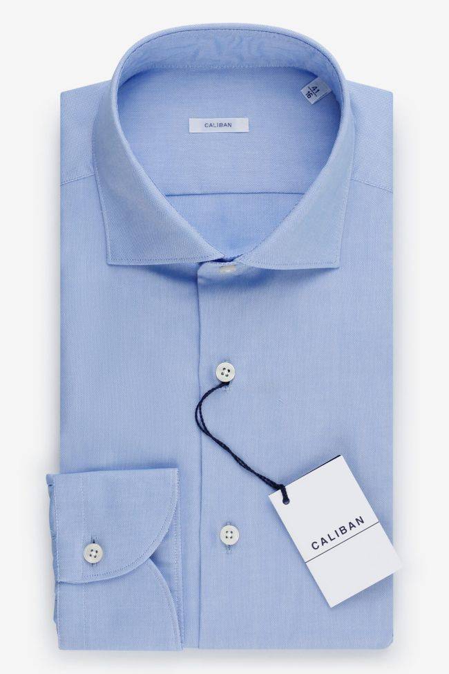 caliban Hemd Herren Caliban Slim Einfarbig 100% Baumwolle kragen Französisch Lange Ärmel