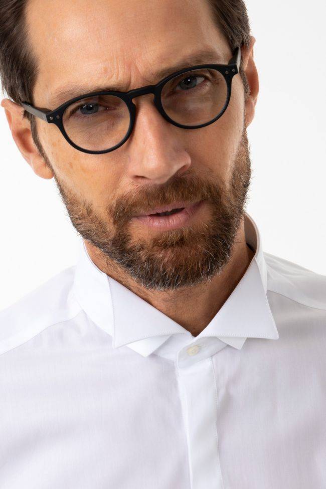 Caliban Hemd Herren Caliban Slim Einfarbig 100% Baumwolle Kragen Kläppchenkragen Lange Ärmel