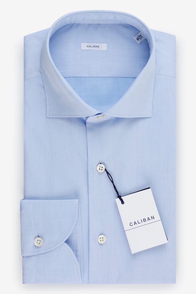 caliban Hemd Herren Caliban Slim Einfarbig 100% Baumwolle kragen Französisch Lange Ärmel
