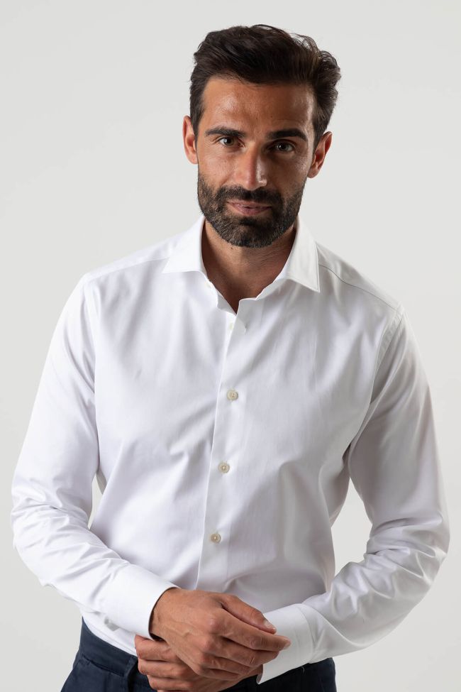 Caliban Hemd Herren Caliban Slim Einfarbig 100% Baumwolle Kragen Französisch Lange Ärmel