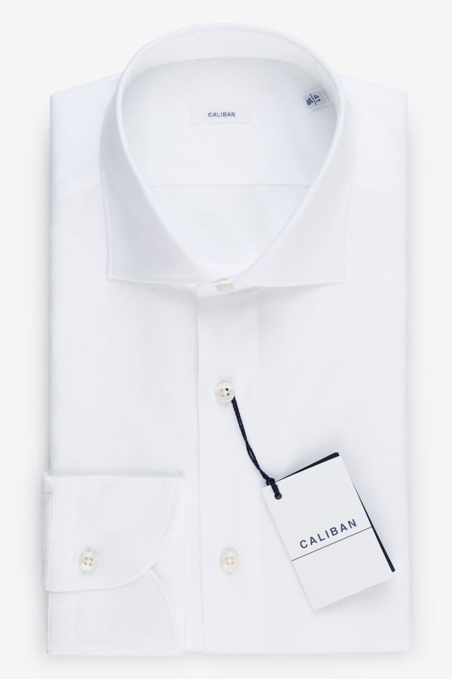 caliban Hemd Herren Caliban Slim Einfarbig 100% Baumwolle kragen Französisch Lange Ärmel