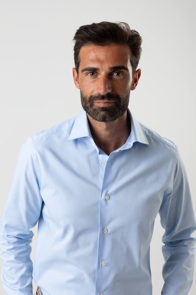 Caliban Hemd Herren Caliban Slim Einfarbig 100% Baumwolle Kragen Französisch Lange Ärmel