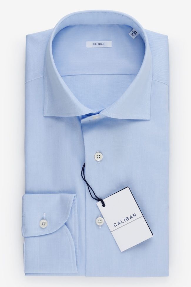 caliban Hemd Herren Caliban Slim Einfarbig 100% Baumwolle kragen Französisch Lange Ärmel