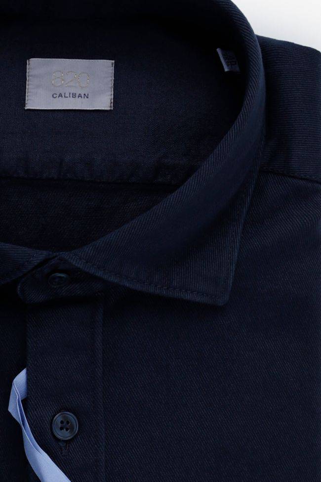 Caliban Hemd Herren Caliban Slim Einfarbig 100% Baumwolle Kragen Französisch Lange Ärmel