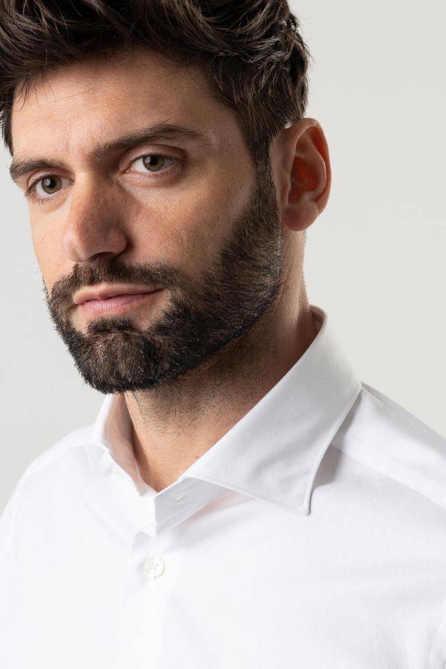 Caliban Hemd Herren Caliban Slim Einfarbig 100% Baumwolle Kragen Französisch Lange Ärmel