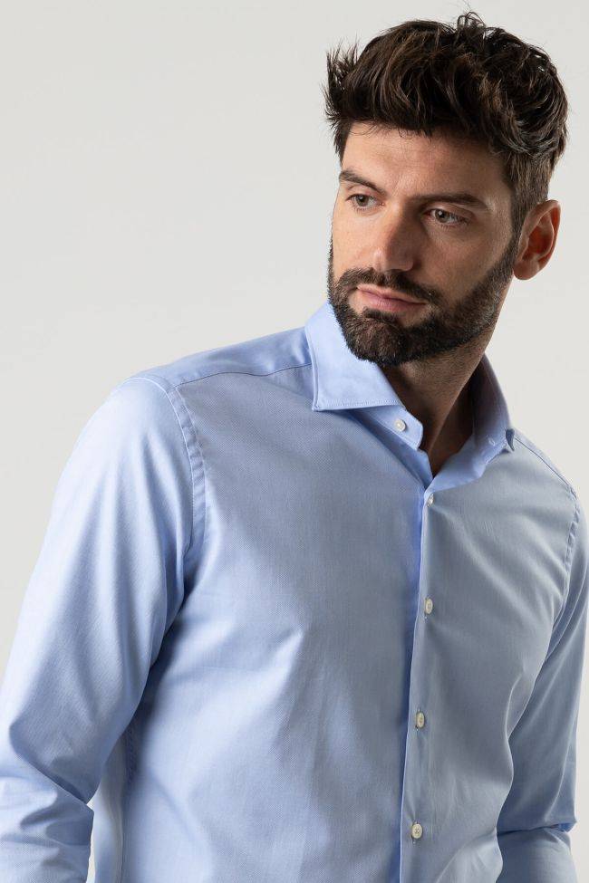 Caliban Hemd Herren Caliban Slim Einfarbig 100% Baumwolle Kragen Französisch Lange Ärmel