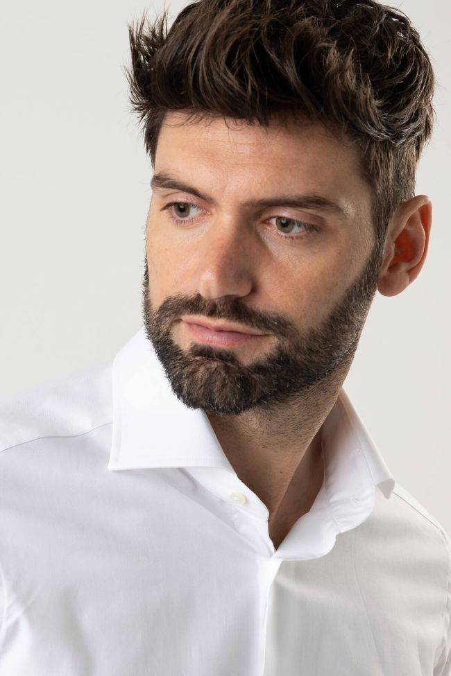 Caliban Hemd Herren Caliban Slim Einfarbig 100% Baumwolle Kragen Französisch Lange Ärmel