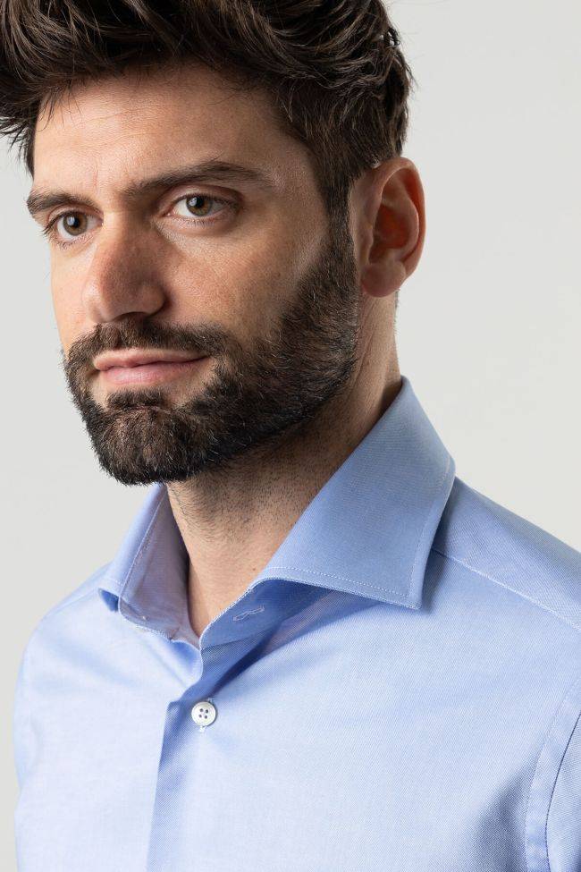 Caliban Hemd Herren Caliban Slim Einfarbig 100% Baumwolle Kragen Französisch Lange Ärmel