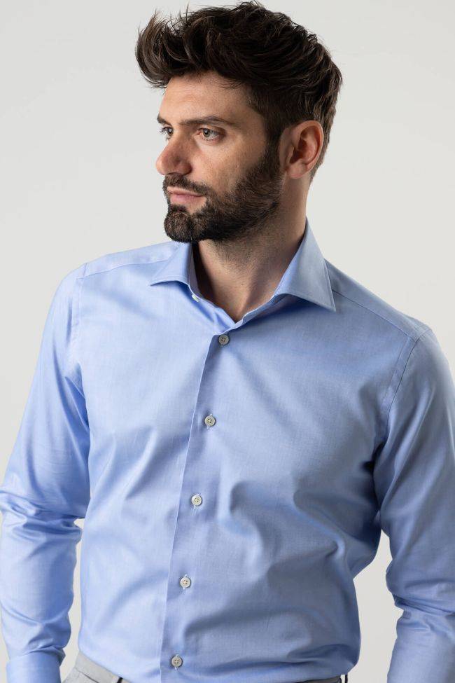 Caliban Hemd Herren Caliban Slim Einfarbig 100% Baumwolle Kragen Französisch Lange Ärmel