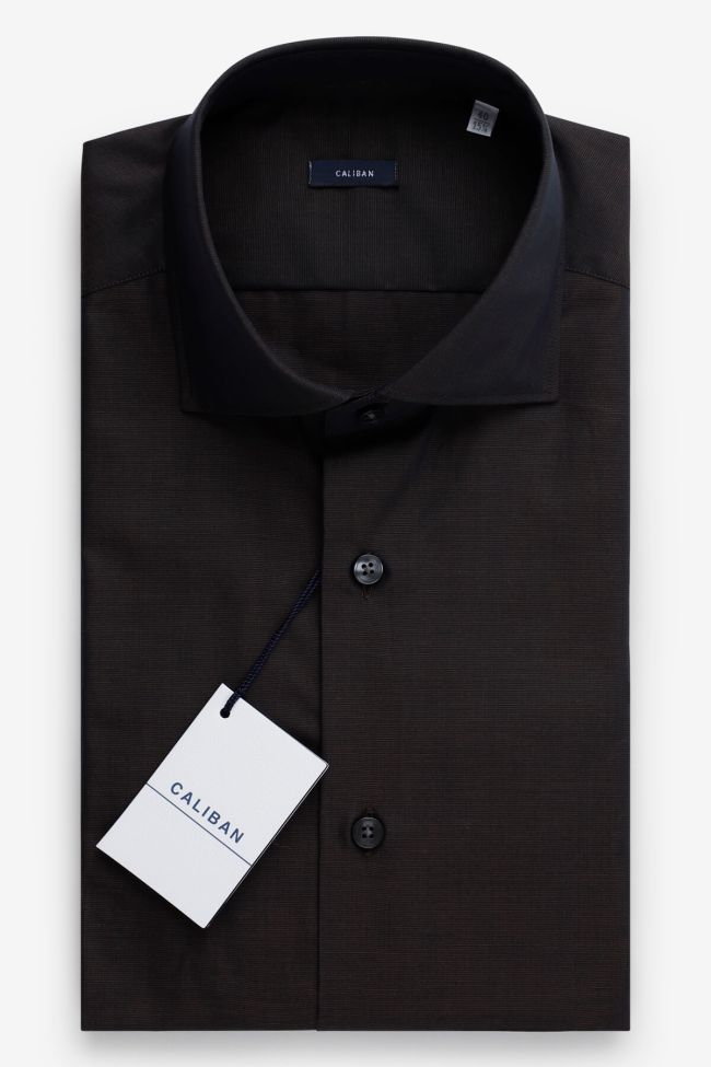 Caliban Hemd Herren Caliban Slim Einfarbig 100% Baumwolle Kragen Französisch Lange Ärmel