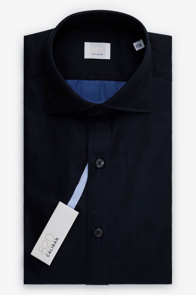 caliban Hemd Herren Caliban Slim Einfarbig 100% Baumwolle kragen Französisch Lange Ärmel