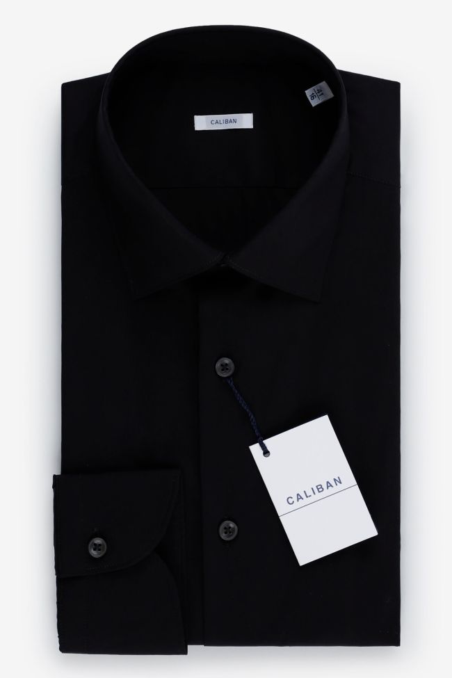 caliban Hemd Herren Caliban Slim Einfarbig 70% cotton 27% pa 3% ea kragen Italienisch Lange Ärmel