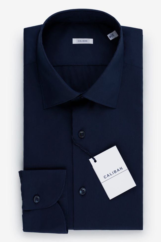 caliban Hemd Herren Caliban Slim Einfarbig 70% cotton 27% pa 3% ea kragen Italienisch Lange Ärmel