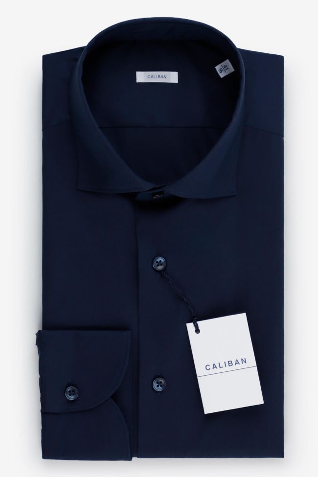 caliban Hemd Herren Caliban Slim Einfarbig 70% cotton 27% pa 3% ea kragen Französisch Lange Ärmel