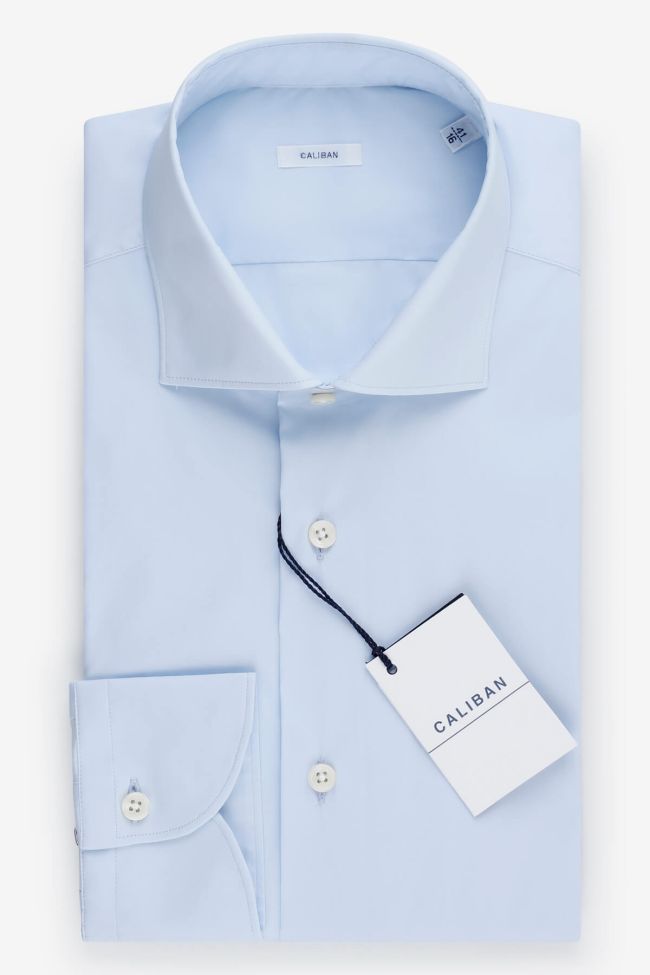 caliban Hemd Herren Caliban Slim Einfarbig 70% cotton 27% pa 3% ea kragen Französisch Lange Ärmel