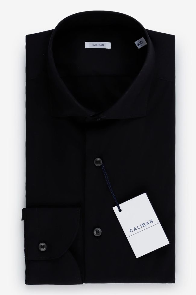 caliban Hemd Herren Caliban Slim Einfarbig 70% cotton 27% pa 3% ea kragen Französisch Lange Ärmel