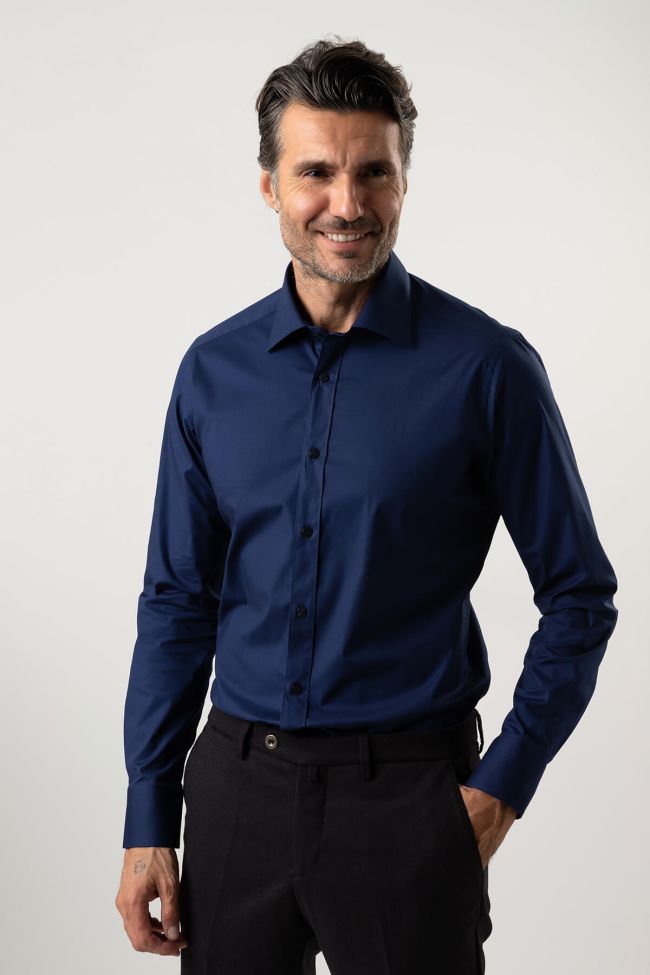 caliban Hemd Herren Caliban Slim Einfarbig 97% Baumwolle 3% elastan kragen Italienisch Lange Ärmel