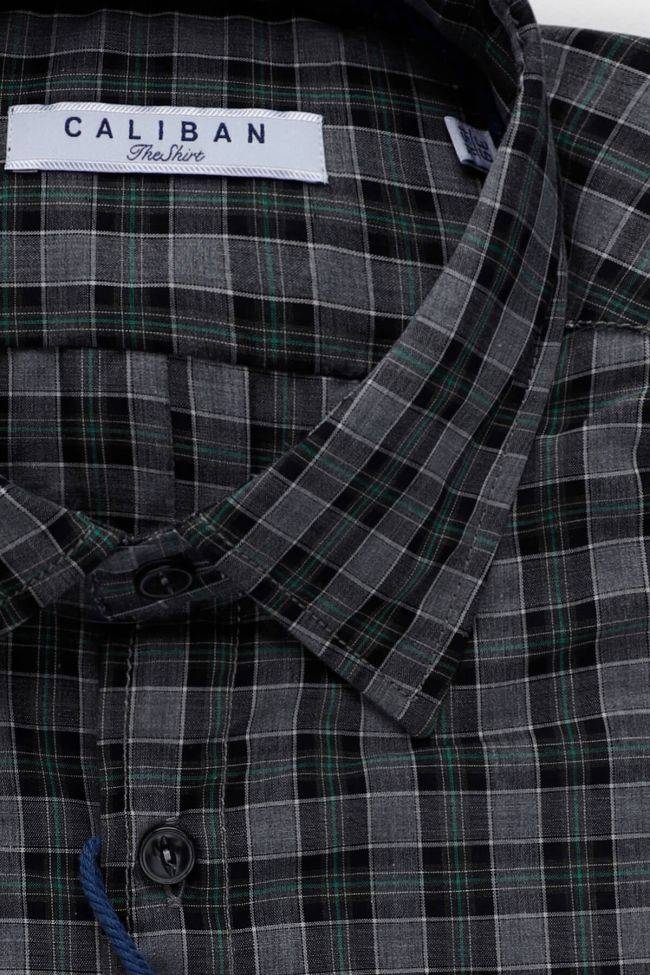 Caliban Hemd Herren Caliban Slim Karo 100% Baumwolle Kragen Italienisch Lange Ärmel