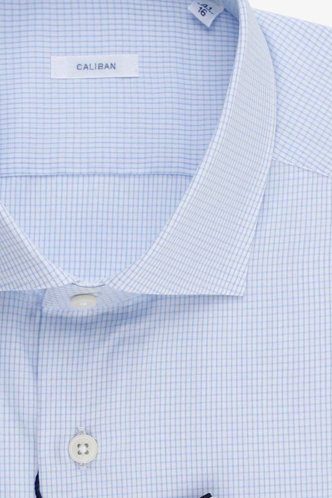 Caliban Hemd Herren Caliban Slim Karo 100% Baumwolle Kragen Französisch Lange Ärmel