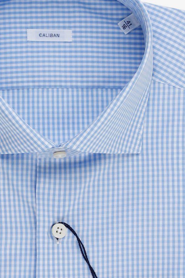 Caliban Hemd Herren Caliban Slim Karo 100% Baumwolle Kragen Französisch Lange Ärmel