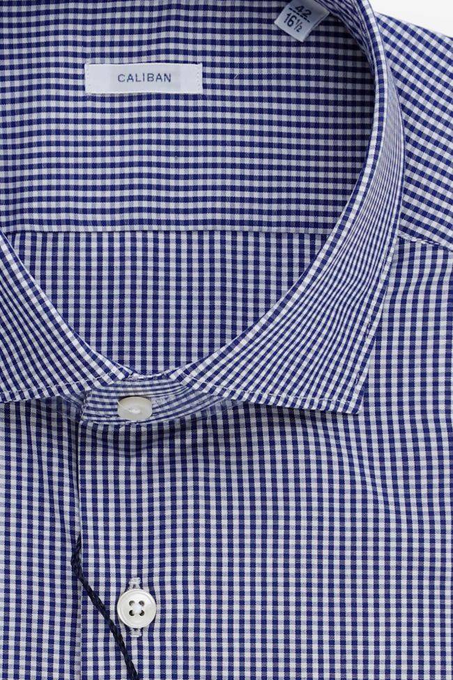 Caliban Hemd Herren Caliban Slim Karo 100% Baumwolle Kragen Französisch Lange Ärmel