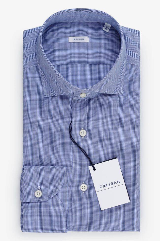 caliban Hemd Herren Caliban Slim Karo 100% Baumwolle kragen Französisch Lange Ärmel
