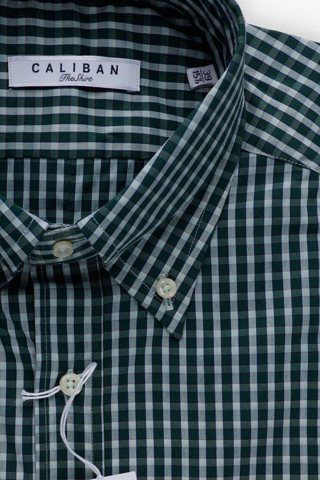 Caliban Hemd Herren Caliban Slim Karo 72% Baumwolle 3% Elastan 25% Pa Kragen Button-Down Lange Ärmel