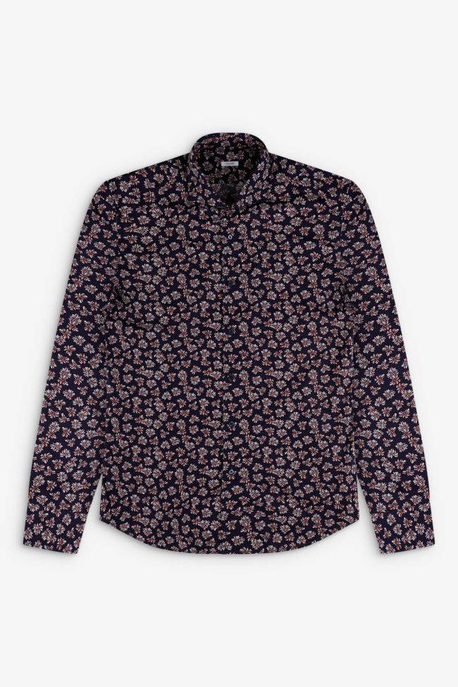 Caliban Hemd Herren Caliban Slim Muster 100% Baumwolle Kragen Französisch Lange Ärmel