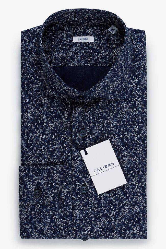 caliban Hemd Herren Caliban Slim Muster 100% Baumwolle kragen Französisch Lange Ärmel