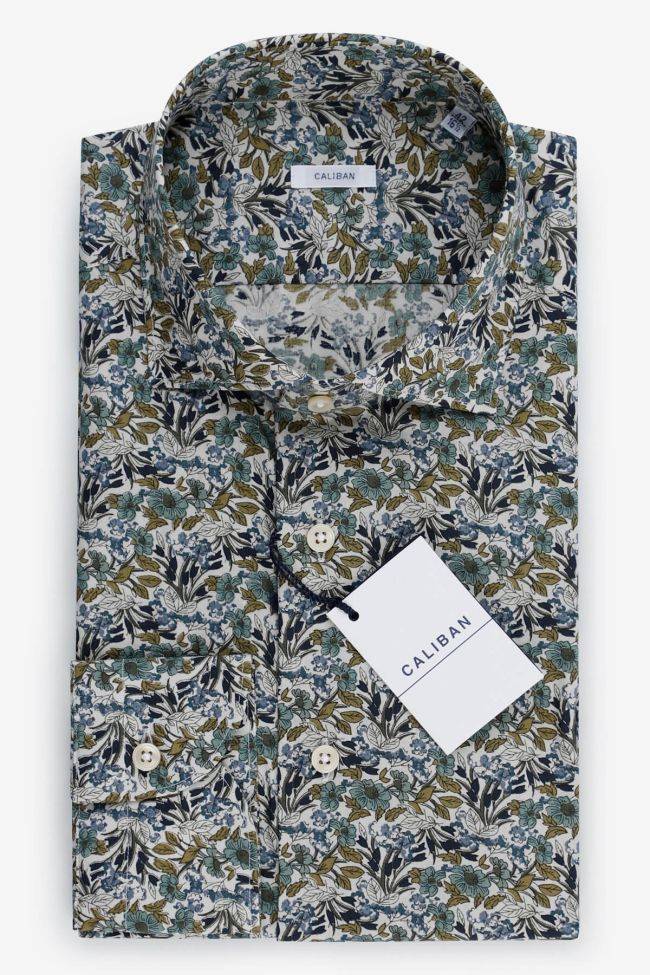 caliban Hemd Herren Caliban Slim Muster 100% Baumwolle kragen Französisch Lange Ärmel