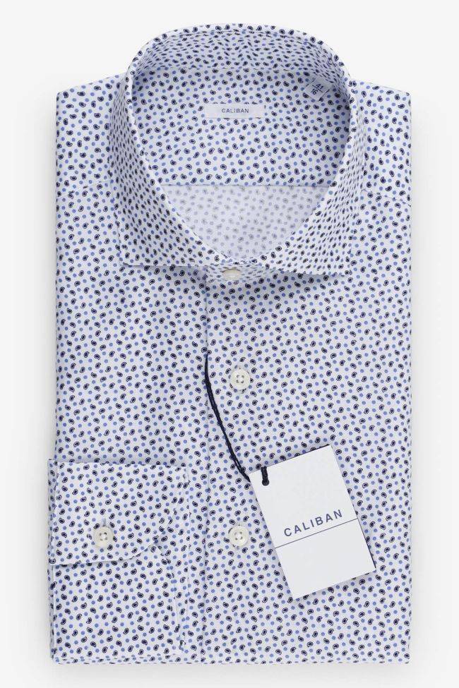 caliban Hemd Herren Caliban Slim Muster 100% Baumwolle kragen Französisch Lange Ärmel