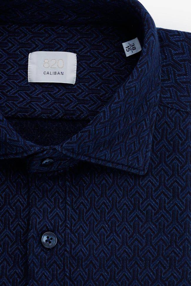 Caliban Hemd Herren Caliban Slim Muster 100% Winter Cotton Kragen Französisch Lange Ärmel