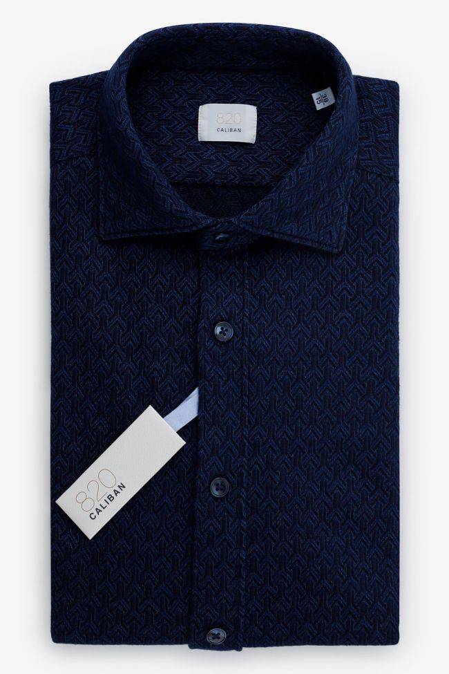 caliban Hemd Herren Caliban Slim Muster 100% winter cotton kragen Französisch Lange Ärmel