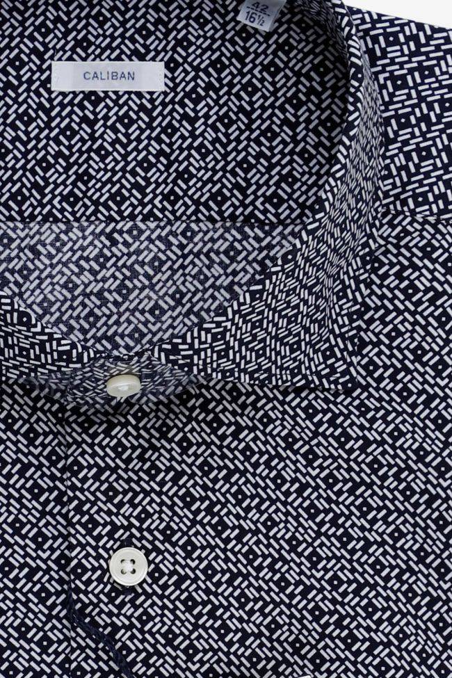 Caliban Hemd Herren Caliban Slim Muster 97% Baumwolle 3% Elastan Kragen Französisch Lange Ärmel