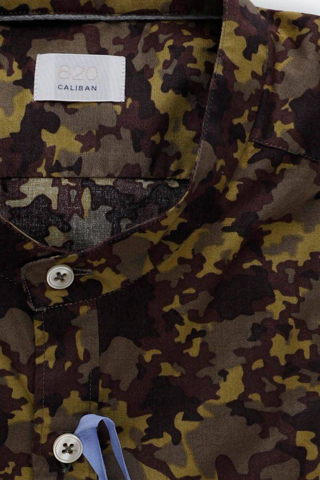 Caliban Hemd Herren Caliban Slim Muster 97% Baumwolle 3% Elastan Kragen Mandarinkragen Lange Ärmel