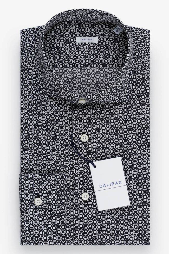caliban Hemd Herren Caliban Slim Muster 97% Baumwolle 3% elastan kragen Französisch Lange Ärmel