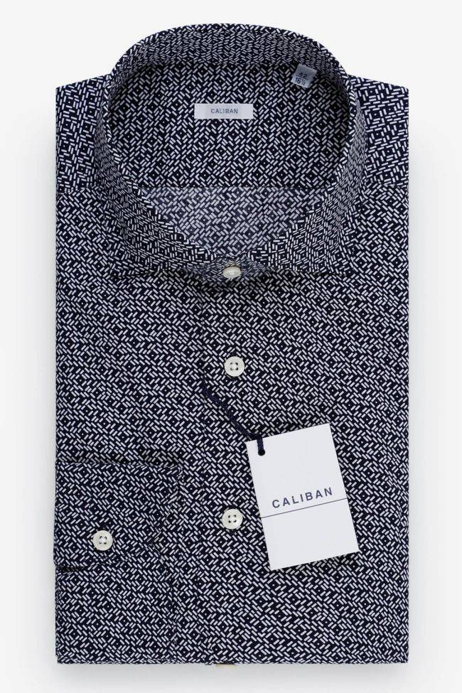 caliban Hemd Herren Caliban Slim Muster 97% Baumwolle 3% elastan kragen Französisch Lange Ärmel