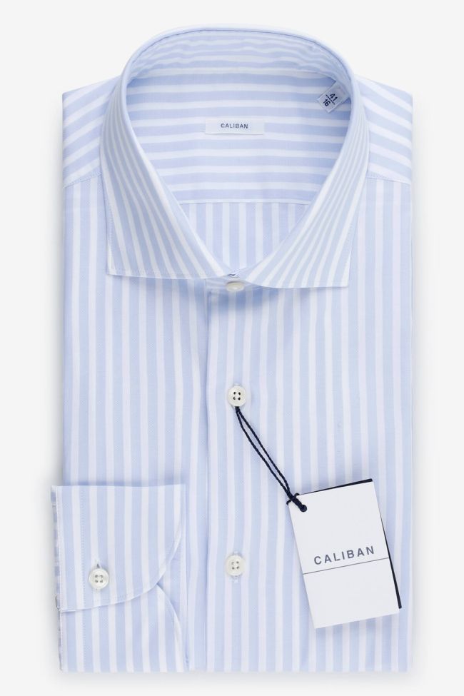 caliban Hemd Herren Caliban Slim Streifen 100% Baumwolle kragen Französisch Lange Ärmel