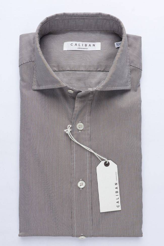 caliban Hemd Herren Caliban Slim Streifen 100% Baumwolle kragen Französisch Lange Ärmel