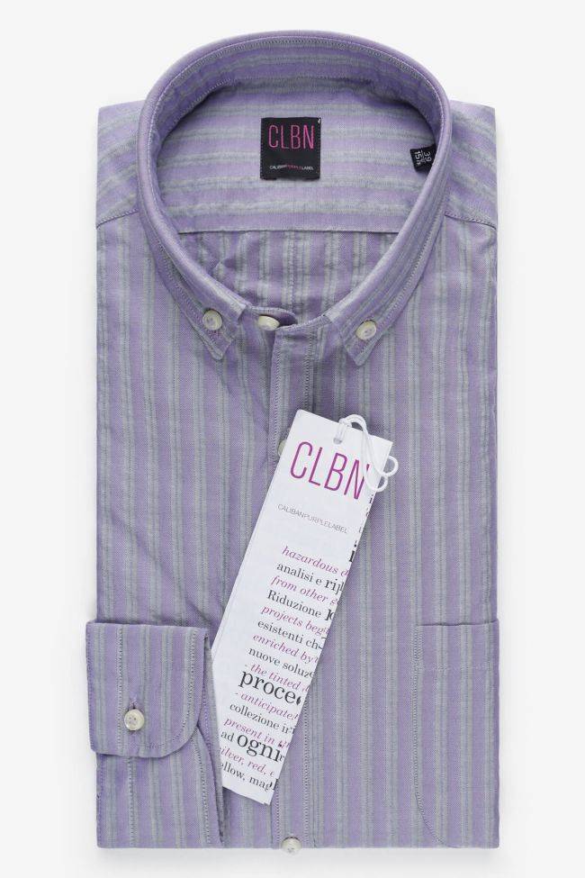 caliban Hemd Herren Caliban Slim Streifen 100% Baumwolle kragen Button-Down Lange Ärmel