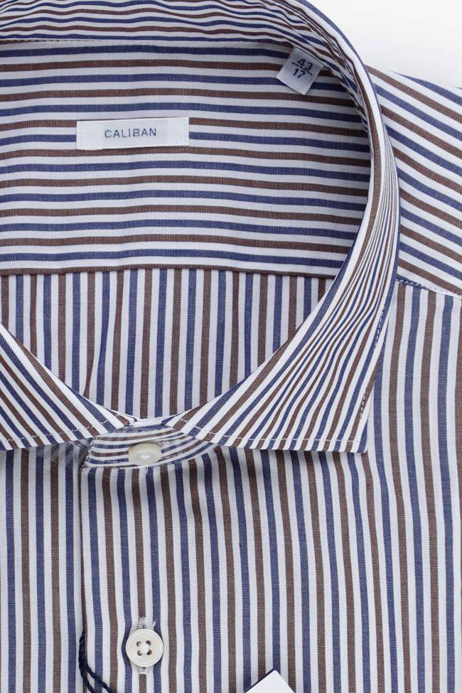 Caliban Hemd Herren Caliban Slim Streifen 100% Baumwolle Kragen Französisch Lange Ärmel